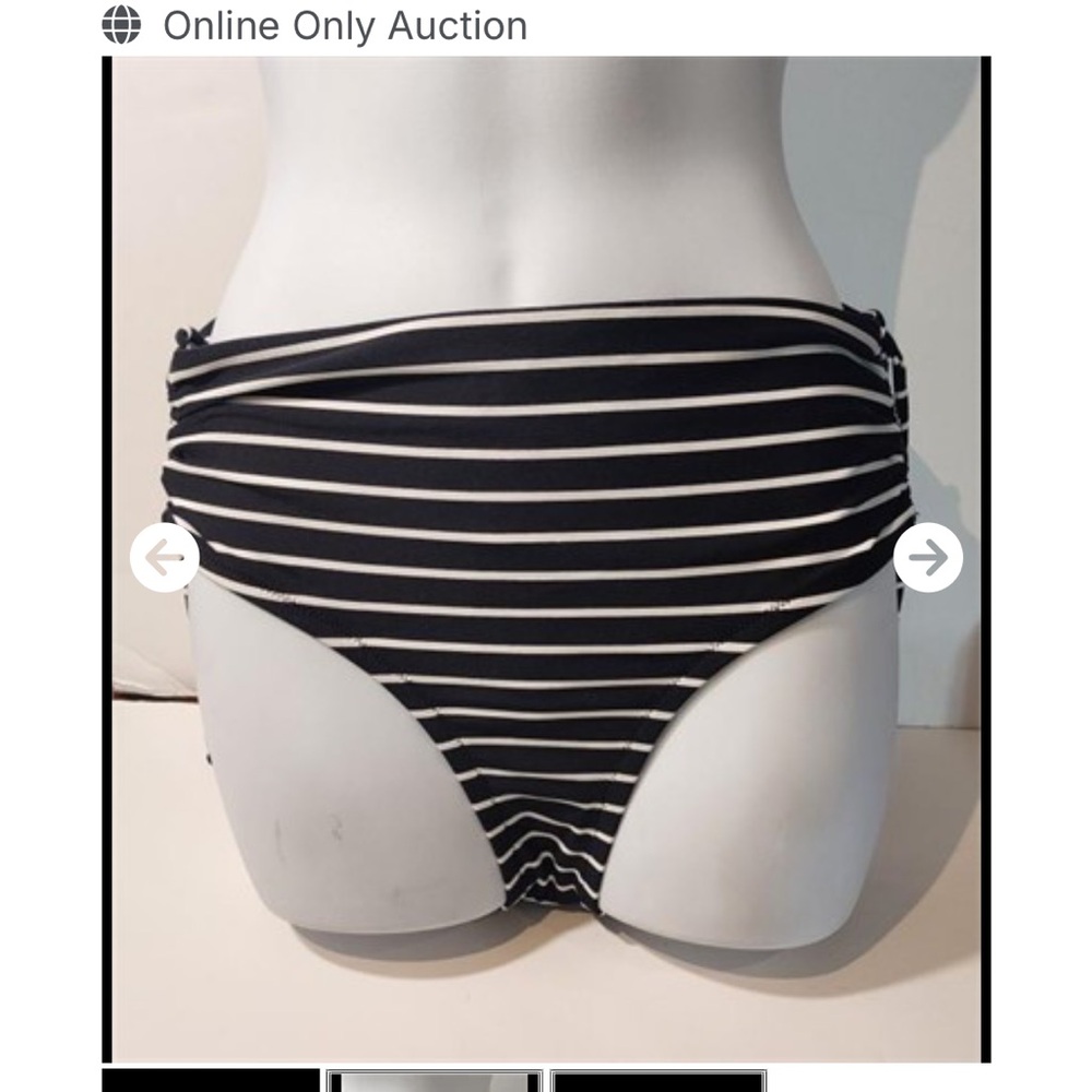 Calia Striped High-Waisted Bikini Bottom